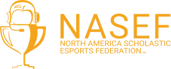 North America Scholastic Esports Federation logo in orange with white background